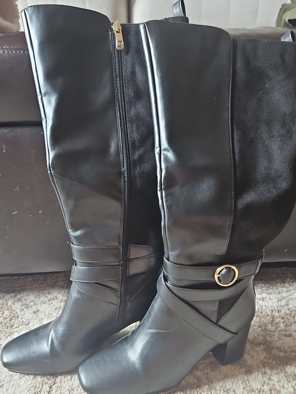 Liz Claiborne Black Mid-Calf Block Heel Women's Boots